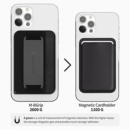 Sinjimoru 3 in 1 Magnetic Card Holder, Magnetic Wallet for MagSafe as Cell Phone Wallet Stick On with Phone Grip Holder & Mobile Phone Kickstand iPhone 12 13 & iPhone 14 Series. M-BGrip Olive Grey | M-BGRIP, fits iPhone 16-12, 2600g magnetic strength, 2-3
