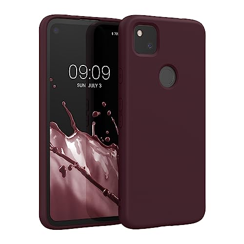 kwmobile Case Compatible with Google Pixel 4a Case - Slim Protective TPU Silicone Phone Cover - Bordeaux Violet - color: bordeaux violet