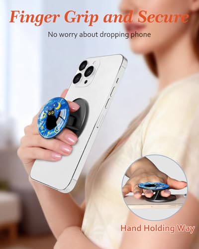 Magnetic Phone Grip, Cute Finger Grip Phone Stand, Cat Stars - color: Cat Stars