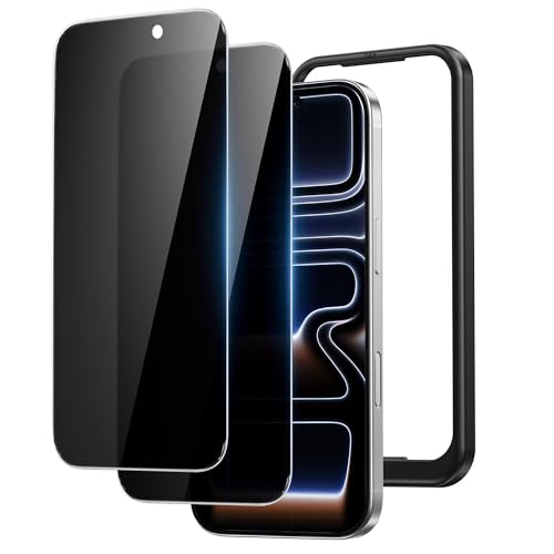 NIMASO for iPhone 17 Pro Screen Protector Privacy 2 Pack, Anti-Spy Tempered Glass Film with Easy Installation Tool, 9H Hardness Military Grade Shatterproof, Anti-Scratch, 6.3-Inch - size: iPhone 17 Pro 6.3 inch