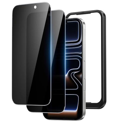 NIMASO for iPhone 17 Pro Screen Protector Privacy 2 Pack, Anti-Spy Tempered Glass Film with Easy Installation Tool, 9H Hardness Military Grade Shatterproof, Anti-Scratch, 6.3-Inch - size: iPhone 17 Pro 6.3 inch
