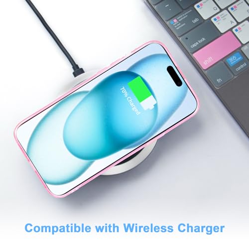 JJGoo Compatible with iPhone 15 Plus Case Clear, Soft Clear TPU Phone Cases, Shockproof Transparent Bumper Cover Slim Thin Phone Case, Translucent Pink - color: Pink