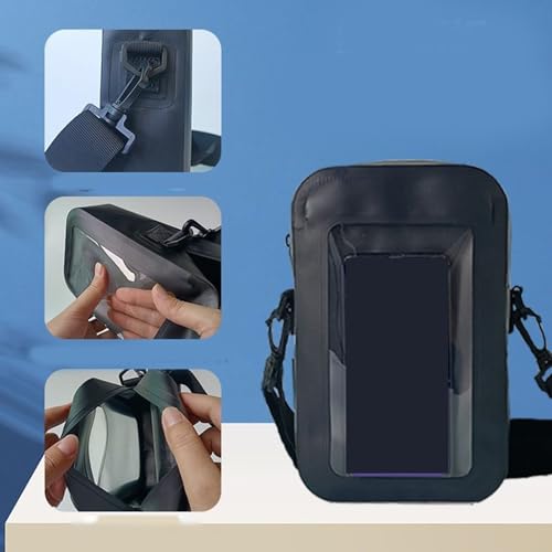 Waterproof Phone Pouches for Outdoor Activities Touch Screens Phones Dry Bag with Adjustable Strap for Most Smartphones - color: Black