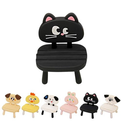 Super Cute Funny Face Animal Chair Cell Phone Stand, Adjustable Mobile Phone Support‌ Holder‌ Cellphone Mount‌ for Desk, Compatible with Phone 17 16 15 14 13, Smartphone, Pad, Tablet -Black Cat - color: Black Cat