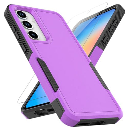 for Samsung Galaxy A35 5G Case: Dual Layer Protective Heavy Duty Cell Phone Cover Shockproof Rugged with Screen Protector - Military Protection Bumper Tough - Samsung Galaxy A35 5G 2024, Purple - color: Purple (PC) + Black (TPU)