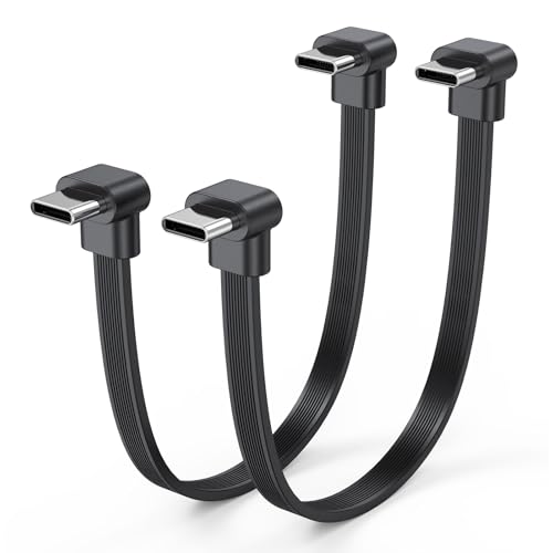Short USB C Cable 6 Inch 2-Pack, 60W Dual Right Angle C to C Cable