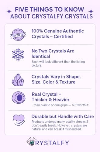 Grips by CRYSTALFY Crystal Phone Grip Holder & Expanding Kickstand-Natural Gemstone Swappable Top Accessory Compatible with iPhone, iPad, Kindle & Mobile Devices (Amethyst Natural Edge, Adhesive) - color: Amethyst Natural Edge, style: Adhesive