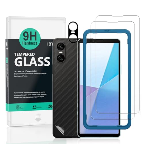 Ibywind 2 Pack Screen Protector For Sony Xperia 10 VI 5G 6.1",9H Hardness Tempered Glass,With 1Pc Camera Lens Protector,1Pc Back Carbon Fiber Film - size: Xperia 10 VI