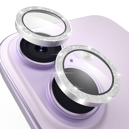 TENOC Camera Lens Protector for iPhone 17, Silver Glitter - size: iPhone 17