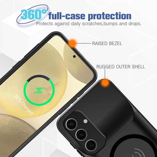 Battery Case for Galaxy S24 Plus,[12000mAh]Large capacity Slim Portable Protective Fast Charging Case Battery Case Compatible with Galaxy S24 Plus(6.7inch) Wireless Charging Case with Carplay-Black - size: Galaxy S24 Plus