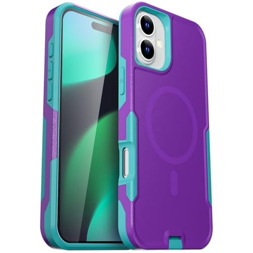 AICase for iPhone 16 Plus Case [Compatible MagSafe],Heavy Duty 20 FT Drop Protection Full Body Rugged Shockproof Military Protective Tough Durable Phone Cover 6.7" for Men Women_2 - color: Spring Blue/Purple with Magsafe