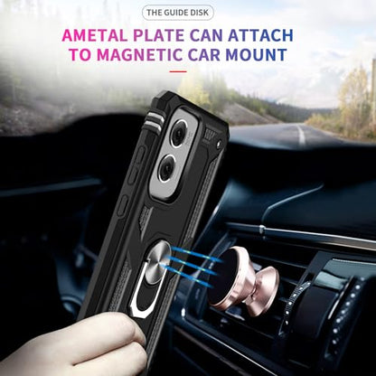LeYi for Motorola Moto G-Stylus-5G 2024 Case [Not Fit G 5G 2024]: with Glass Screen Protector Camera Lens Protector, Heavy Duty Shockproof Phone Cover Funda para Ring Stand Moto G Stylus 2024, Black | Glass Screen Protector, Military-Grade PC TPU Rugged P