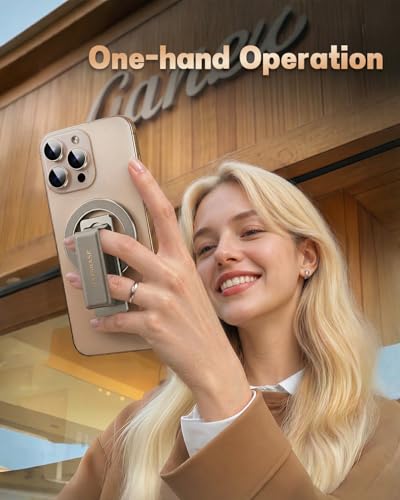 Magnetic Aluminum Phone Ring Grip Stand for iPhone 12-17 Pro Max - color: Silver