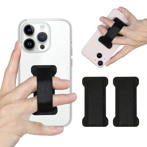 Finger Strap Phone Holder - Ultra Thin Anti-Slip Universal Cell Phone Grips Band Holder for Back of Phone -2Pack(Black) - color: Black