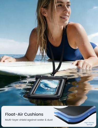 Lamicall IP68 Floating Waterproof Phone Pouch, 2 Pack Waterproof Phone Case | 100ft Waterproof, HD Underwater Photos, Touchscreen for iPhone 17 16 15 14 13 Pro Max, Galaxy S26 S25 S24 Ultra, Fit 4-8.5" - color: A-White Accent