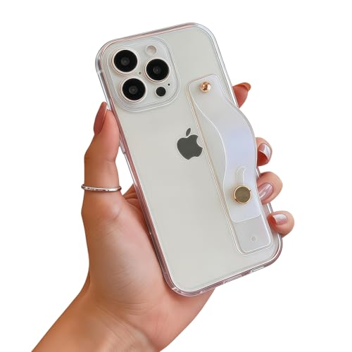 Strap Case for iPhone 12 Pro Max with Stand, HD Clear | Wrist Strap Kickstand, Adjustable Finger Hand Grip Loop, Slim Transparent Anti-Scratch Back, Soft Bumper Phone Cover - color: HD Clear, size: iPhone 12 Pro Max