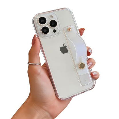 Strap Case for iPhone 12 Pro Max with Stand, HD Clear | Wrist Strap Kickstand, Adjustable Finger Hand Grip Loop, Slim Transparent Anti-Scratch Back, Soft Bumper Phone Cover - color: HD Clear, size: iPhone 12 Pro Max
