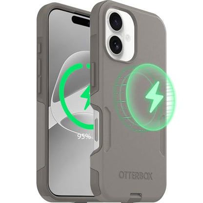 OtterBox iPhone 16 – Commuter Series Slim MagSafe Case - Grey | 3X Military Drop Protection - Dual-Layer Design - Pocket-Friendly - Raised Edges - Port Covers - Non-Retail Packaging - color: Grey
