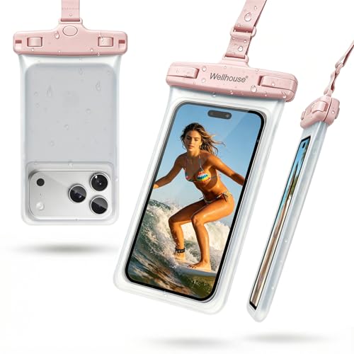 wellhouse Waterproof Phone Pouch, Waterproof Phone Case for iPhone 17 16 15 14 13 Pro Max XS Samsung, IPX8 3D Cellphone Dry Bag Beach Essentials (1 Pack - Luminous Pink7.0, 7 inch) - color: 1 Pack - Luminous Pink7.0"