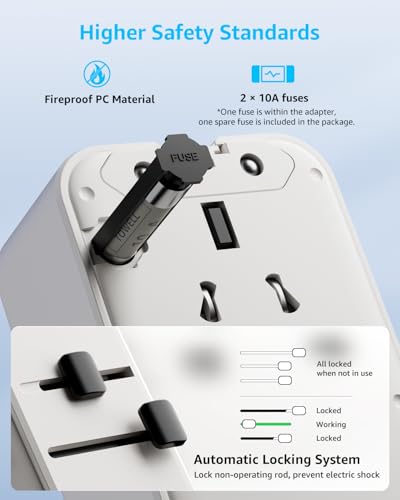 “Air” Universal Travel Adapter 3 USB-C＆ 1 USB-A Cover 200+ Countries - color: White, size: A1R GaN45W
