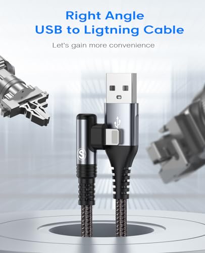 Right Angle i Phone Charger Cable 2-Pack, 10FT, [Apple MFi Certified] Ligtning Cable Fast Charging Nylon Braided Compatible with i Phone 14/13/12/11 Pro Max/XS MAX/XR/XS/X/8/7/Plus/6S/6/SE/5S/i Pad - color: Grey, size: 10ft+10ft