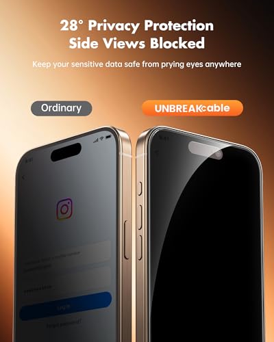 UNBREAKcable Privacy Screen Protector for iPhone 16 Pro, 2-Pack - size: iPhone 16 Pro