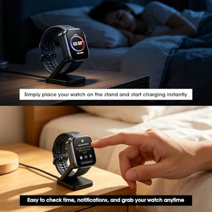 Magnetic Charging Stand Compatible with Amazfit GTR 3 / GTR 3 Pro/GTR 4, Acitive 2,GTS 3 / GTS 4, Bip 6 Smart Watch, Desktop Charger Dock with 3.3FT USB A Cable, Anti-Slip Base