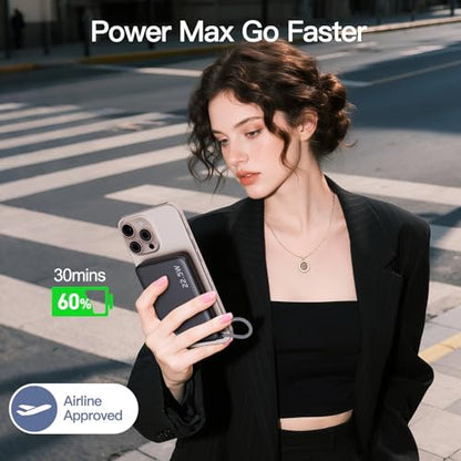 2026 Updated M3 Ultra Slim 0.4'' Wireless Power Bank with Built in Cable - color: White