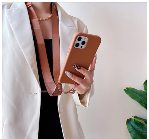 Crossbody Phone Case Compatible with iPhone 6/7/8/SE2/SE3, Cute Soft Silicone Cover with Lanyard Adjustable Shoulder Strap Shockproof Protector Women Girls Brown - color: Brown, size: iPhone 6/7/8/SE2/SE3