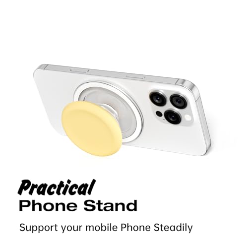 Svanove Silicone Magnetic Phone Grip Compatible with Magsafe Phone Grip Holder, Cute Cell Phones Grips Stand Collapsible Kickstand for iPhone Samsung, Slim Thin Matte Soft Rubber TPU, Yellow - color: Yellow, style: Magnetic