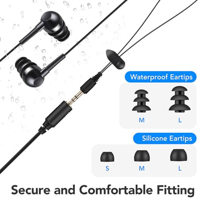 AGPTEK IPX8 Waterproof in-Ear Earphones, Coiled Cable Swimming Earbuds