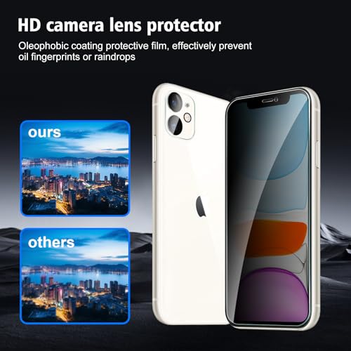 2+2 Pack for iPhone 11 Privacy Screen Protector with Camera Lens Protector, Anti Spy Tempered Glass Protection Film, 9H Hardness, Scratch Resistant, Case Friendly