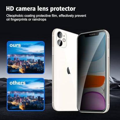 2+2 Pack for iPhone 11 Privacy Screen Protector with Camera Lens Protector, Anti Spy Tempered Glass Protection Film, 9H Hardness, Scratch Resistant, Case Friendly