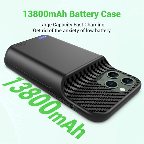 13800mAh High Capacity Battery Case for iPhone 14, for iPhone 13, 13 Pro (6.1 inch), 2026 Upgraded Battery Pack Rechargeable Charger External Charging Case w/Tempered Glass Screen Protector Black - size: iPhone 14，13,13 Pro