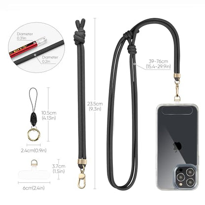 Anti-Theft Phone Lanyard Crossbody & Wrist Strap Keychain with 2 Phone Tabs - color: Grey