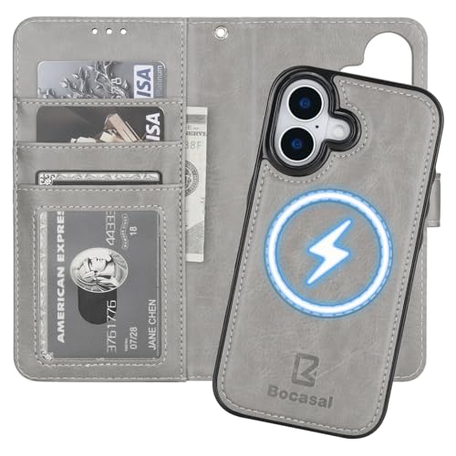 Bocasal for MagSafe Wallet Case Card Holder for iPhone 17, Grey - color: Gray for MagSafe