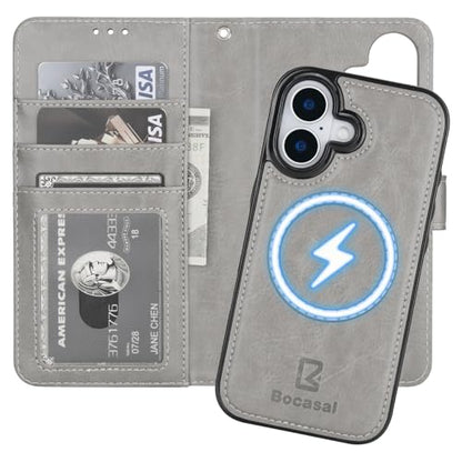 Bocasal for MagSafe Wallet Case Card Holder for iPhone 17, Grey - color: Gray for MagSafe