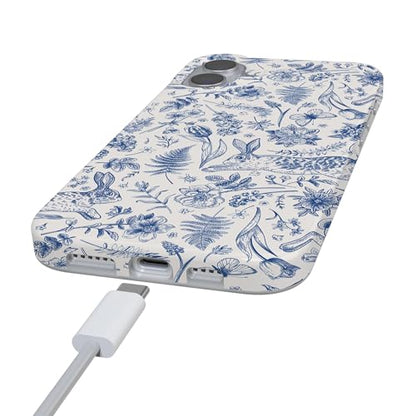 Casely iPhone 16 Case | Hop & Bloom | Bunny Toile | Compatible with MagSafe | Classic Ultra Slim Design - color: Hop & Bloom | Bunny Toile, size: Iphone 16
