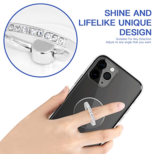 YINHEXI 2 Pcs Transparent Phone Ring Stand Holder Cell Phone Ring Holder Finger Grip 360 Degree Rotation (Silver & Diamond-3) - color: Silver & Diamond-3