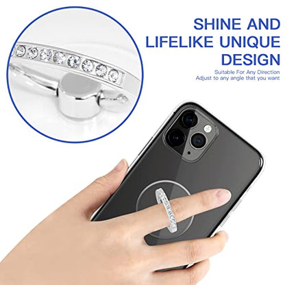 YINHEXI 2 Pcs Transparent Phone Ring Stand Holder Cell Phone Ring Holder Finger Grip 360 Degree Rotation (Silver & Diamond-3) - color: Silver & Diamond-3