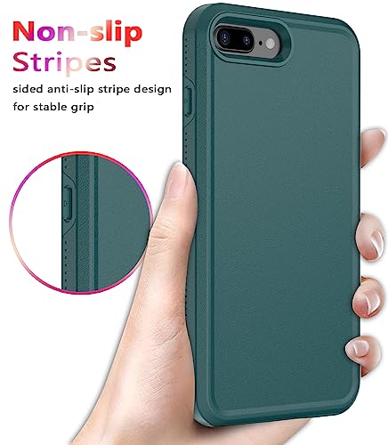 Diverbox for iPhone 8 Plus Case iPhone 7 Plus Case [Tempered Glass Screen Protector] [Shockproof] [Dropproof] Heavy Duty Protection Phone Case Cover for Apple iPhone 8 Plus & 7 Plus (Midnight Green) - color: DarkGreen-2in1