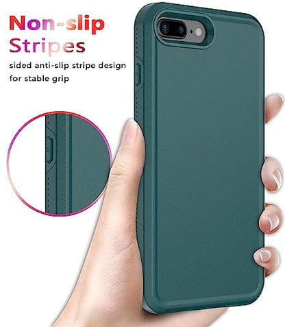 Diverbox for iPhone 8 Plus Case iPhone 7 Plus Case [Tempered Glass Screen Protector] [Shockproof] [Dropproof] Heavy Duty Protection Phone Case Cover for Apple iPhone 8 Plus & 7 Plus (Midnight Green) - color: DarkGreen-2in1