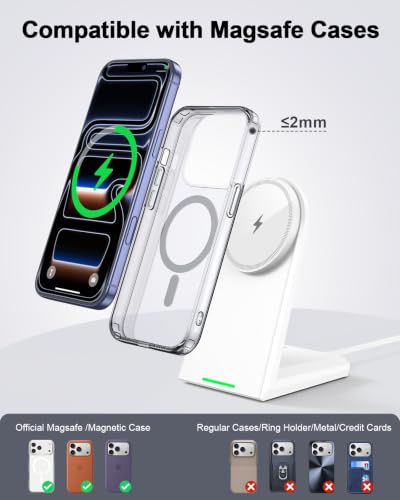 NANAMI 25W Wireless Charger Stand for iPhone 18/17/16 with Auto-Dimming LED - color: White