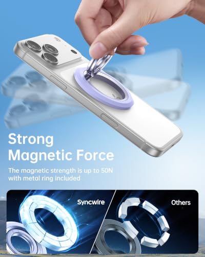 SYNCWIRE Magnetic Phone Ring Holder, for MagSafe Phone Grip Stand Kickstand - color: Lilac Purple