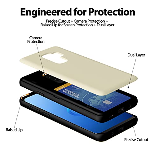 GOOSPERY Magnetic Door Bumper Compatible with Galaxy S9 Plus, Card Holder Wallet Case Easy Magnet Auto Closing Protective Dual Layer Sturdy Phone Back Cover - Navy - color: White, size: Galaxy S9 Plus