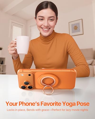 andobil 2026 3rd Gen Stability Magnetic Phone Ring Grip for MagSafe, Orange - color: Orange