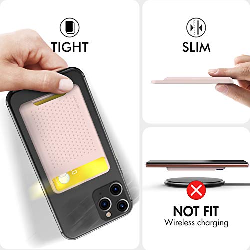 PU Leather Phone Card Holder Stick On Back of Cell Phone Wallet - color: LiPink