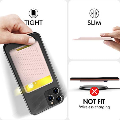 PU Leather Phone Card Holder Stick On Back of Cell Phone Wallet - color: LiPink