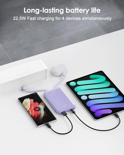 Portable Charger 10000mAh, 22.5W Fast Charging Power Bank - color: Purple