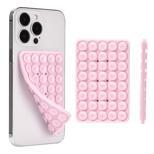 Silicone Double-Sided Suction Cup Phone Case Detachable Mount, Light Pink - color: Light Pink